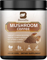 Mushroom Coffee - Lions Mane Mushroom Powder Instant Coffee with Lion's Mane, Reishi, Chaga, Cordyceps, and Turkey Tail - Mushroom Coffee Alternative for Energy, Mental Clarity & Focus, Brain Booster - Showlu Well Nation Store